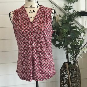 LIZ CLAIBORNE Red Graphic Tank Blouse - small